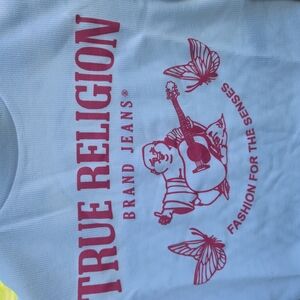 True Religion Blue Crop Top Vibrant Design